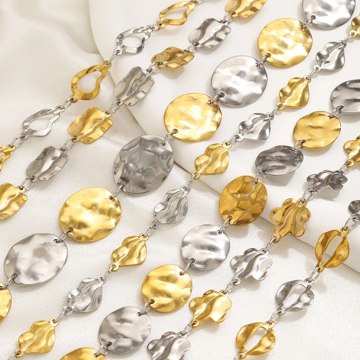 1 Meter Edelstahl-Ovalketten für DIY-Handgefertigte Armbänder, Halsketten, Bastelarbeiten, Gold-Stahlfarben-Mix, Schmuckzubehör – Detail 4