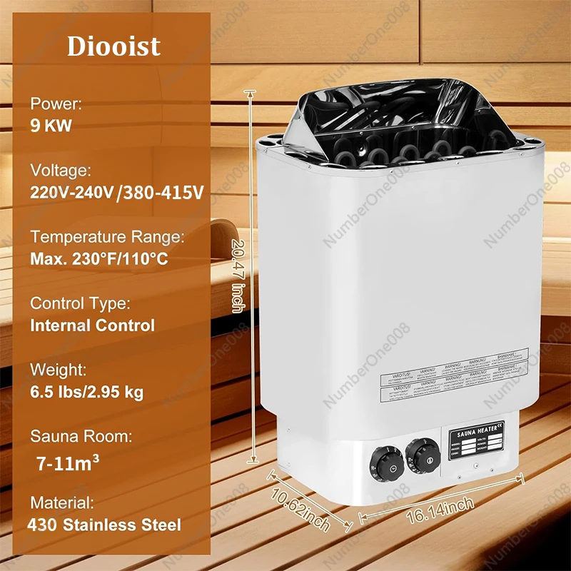 Diooist SAB Mini 3KW Stainless Steel Inner Controller Sauna Stove Dry Steam Spa Electric Sauna Heater