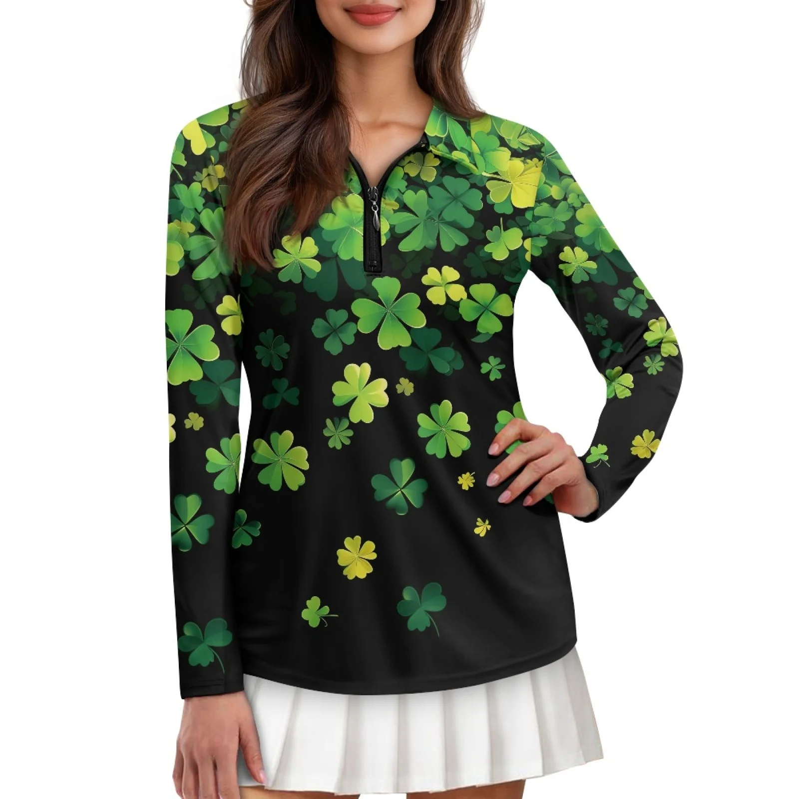 PENSTROLL Clover Womens Machine Washable Golf Tops Comfortable Polos Shirts for Women for Fitness