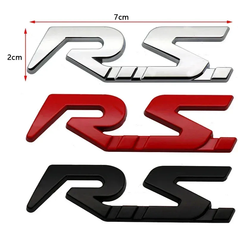 3D Metal RS Logo Car Rear Trunk Side Fender Emblem Badge Sticker Decal for Renault Megane Laguna Duster Captur Fluence Espace