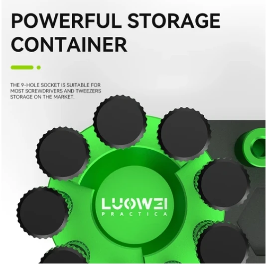 LW-316 Screwdriver Rotary Storage Rack Base Equipped with Magnetic Screw Area To Place Screws Holder Tool Storage Slot