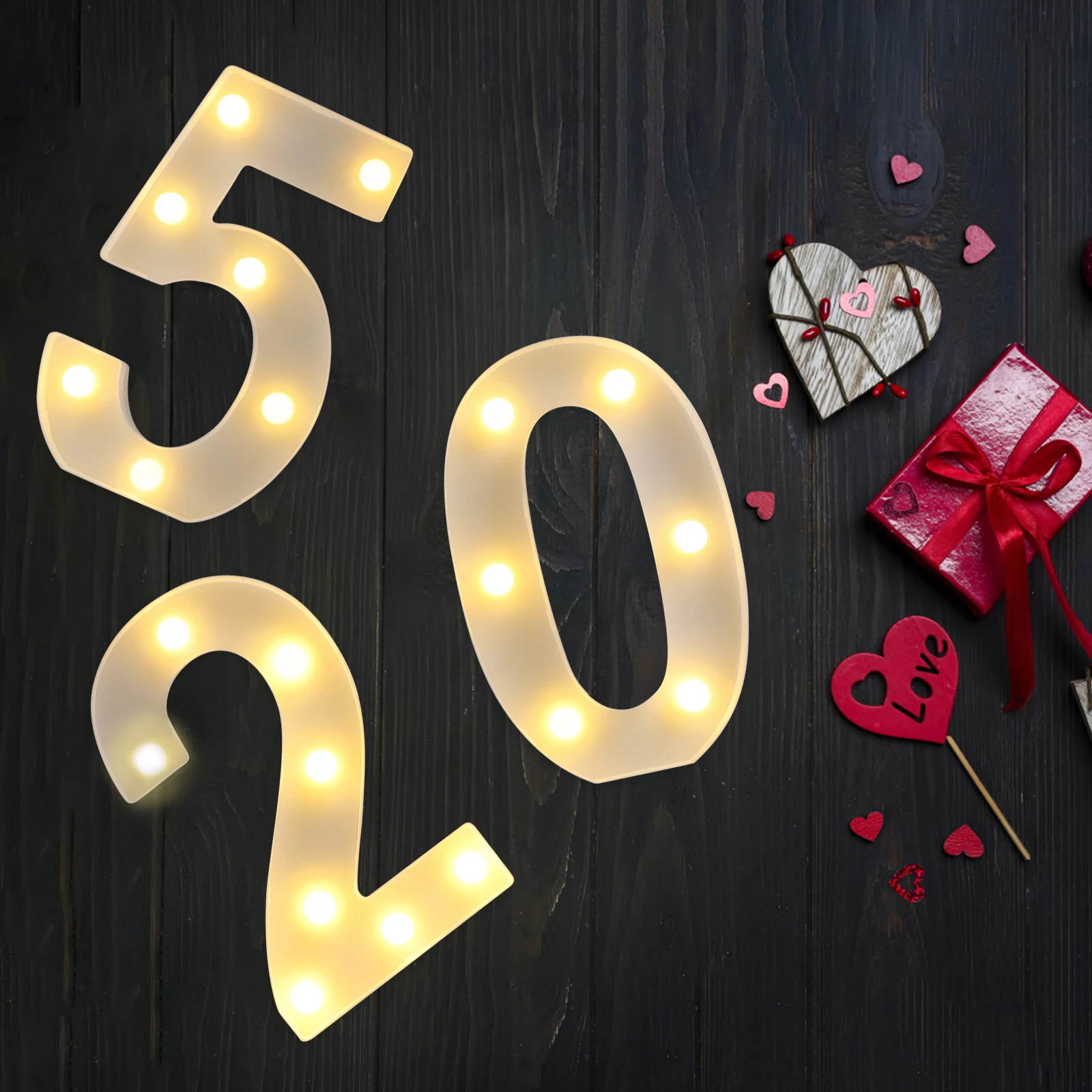 

1 set 1 Set Decorative Number Led Number Sign Light 520 Numbers Light-Up Decorative Night Light For Party Home Bar Restaurant