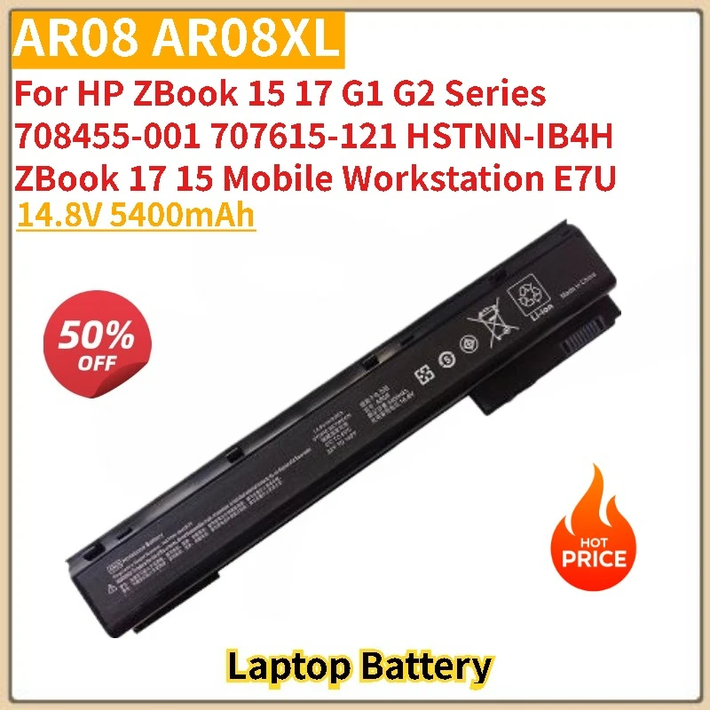 

AR08 AR08XL Аккумулятор для ноутбука 14,8 В 5400 мАч для HP ZBook 15 17 G1 G2 ZBook 17 15 серии Сменный аккумулятор Совершенно новый, высокое качество