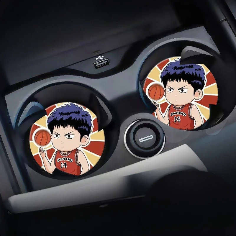 سلام دنك ساكوراجي Hanamichi Rukawa Kaede كارتون لطيف كوستر حامل أكواب السيارة حصيرة عالية القيمة الزخرفية عدم الانزلاق تخزين حصيرة #3