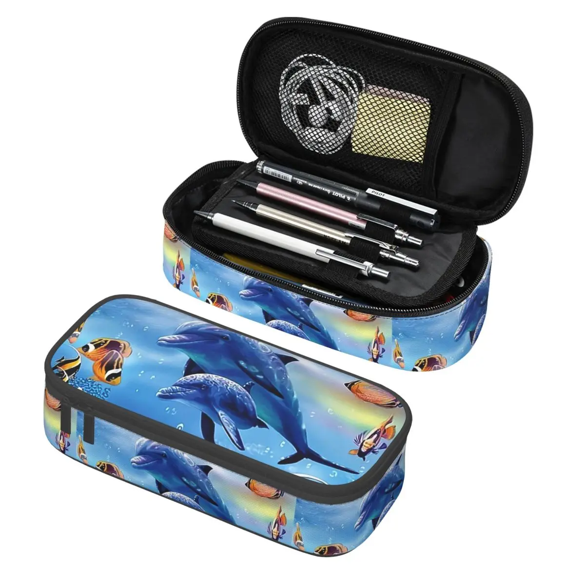 

Изготовленный на заказ корейский пенал с изображением морского существа и рыбы-дельфина для девочек и мальчиков, большая вместительная сумка для ручек, коробка, школьные принадлежности