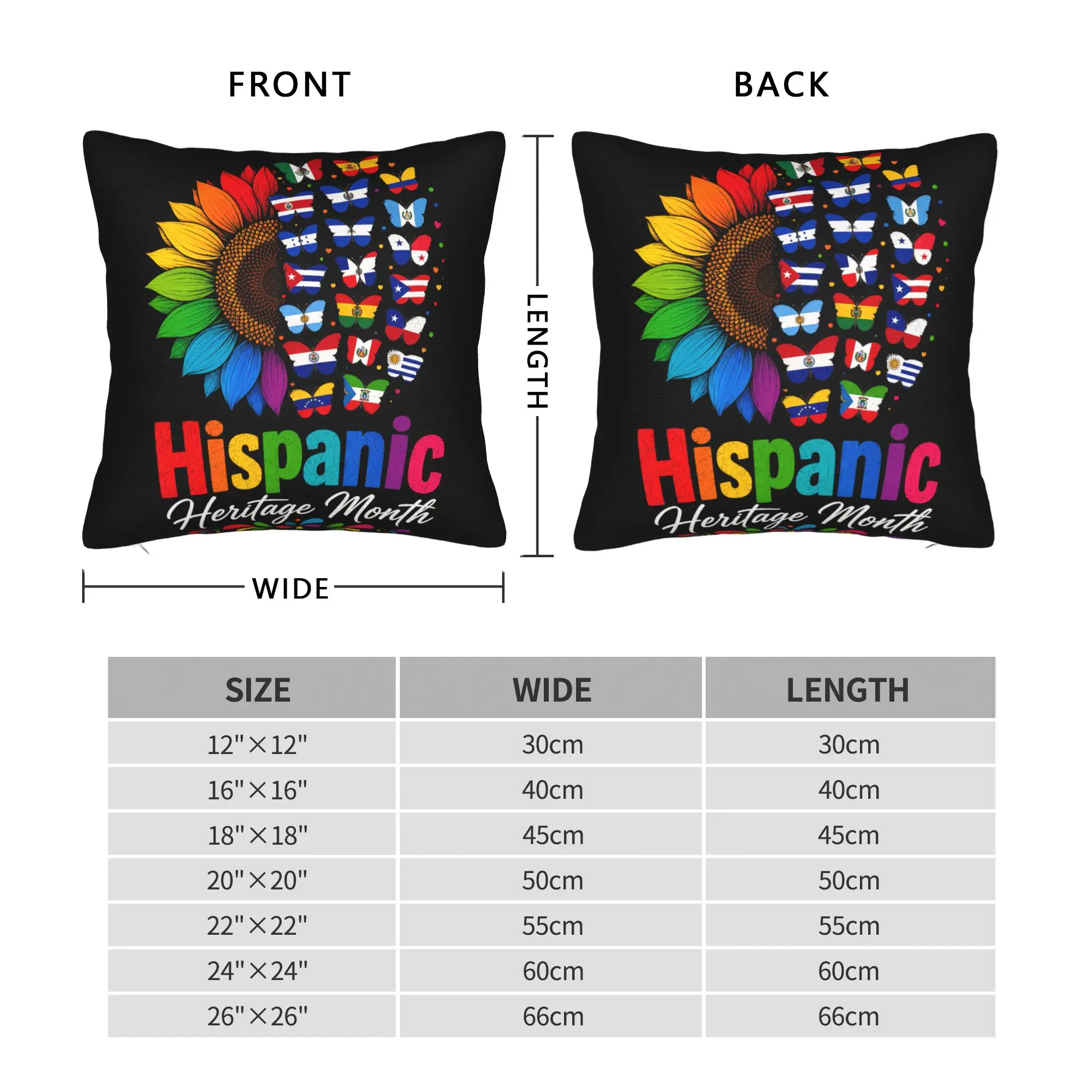 Hispanic Heritage Month Sunflower Hispanic Countries Flags Pillowcases  Novelty Pillow Case For Sofa Bedroom Home Pillow Cover