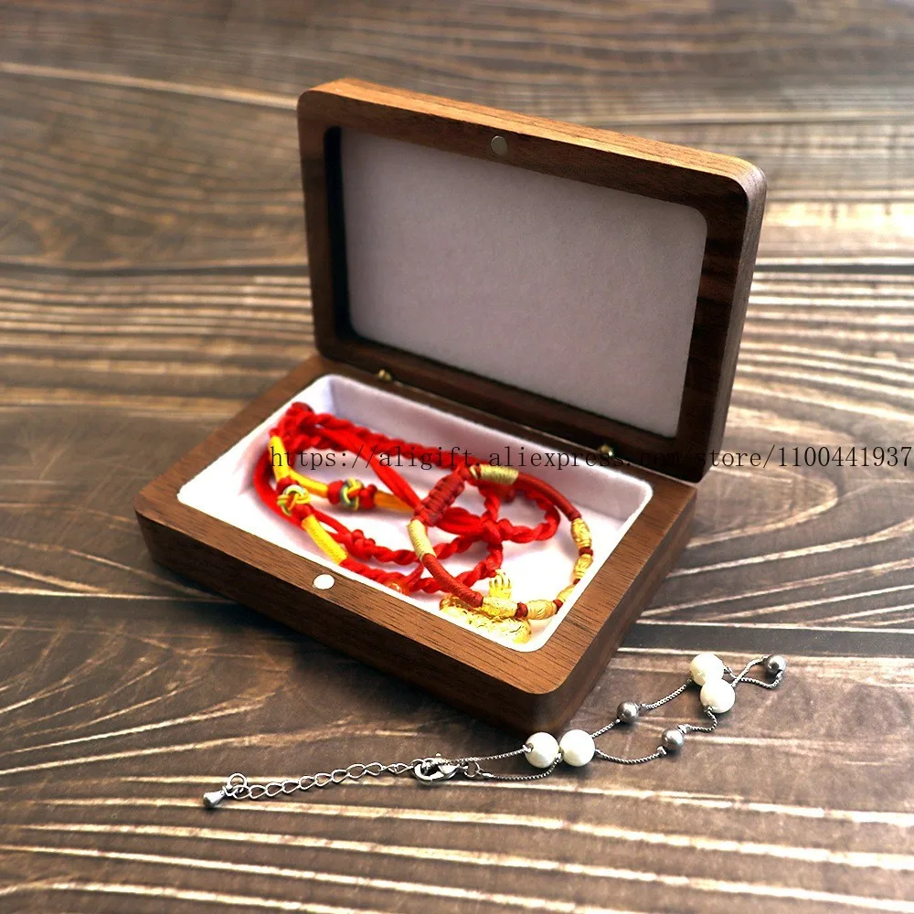 

Шкатулка для драгоценностей из черного орехового дерева ручной работы с индивидуальным логотипом для хранения браслетов, ожерелий, подвесок и аксессуаров