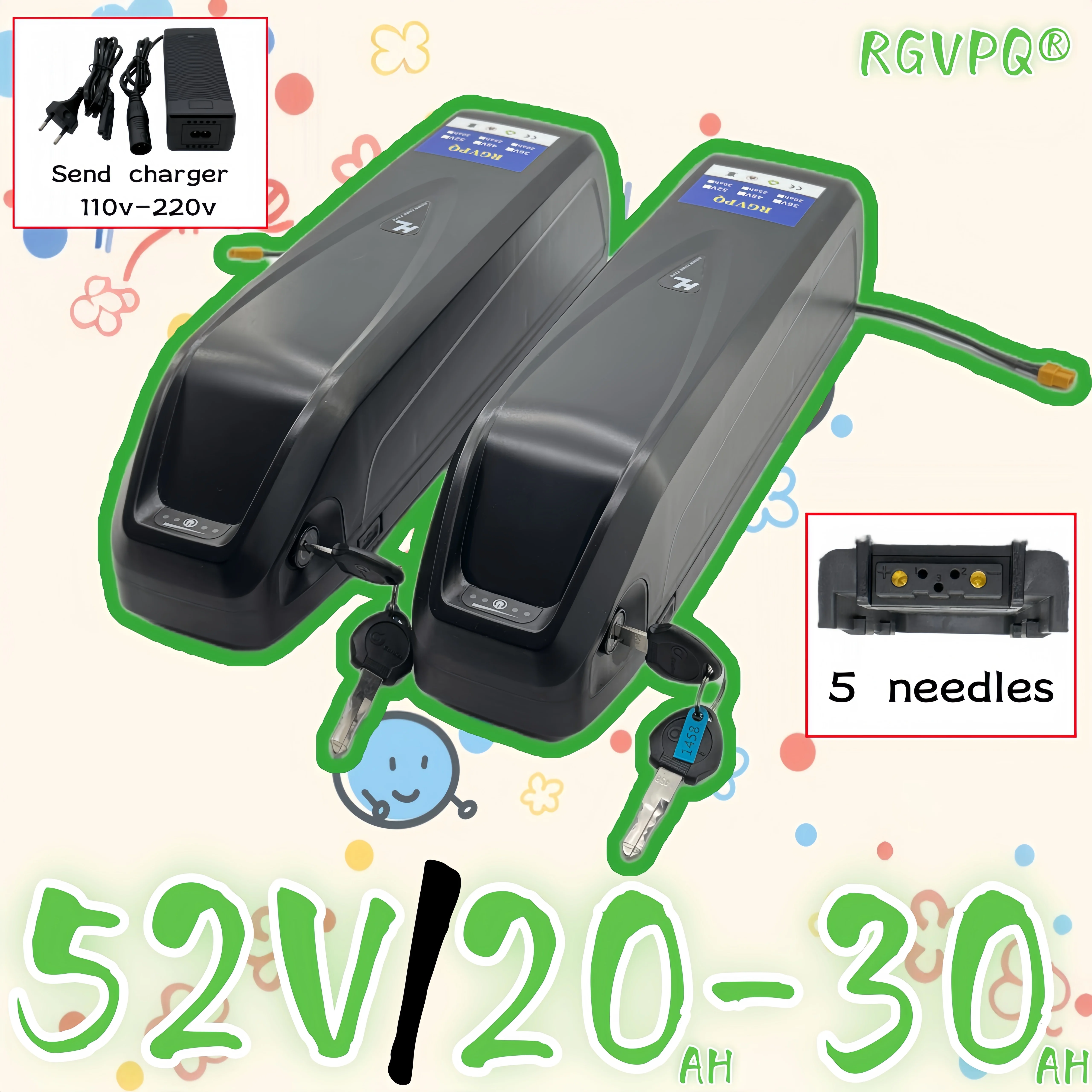 

52V mountain bike, crossbeam bike, Hailong 5-pin 20AH18650 lithium-ion battery, new capacity, 30AHBMS system, application 2000W