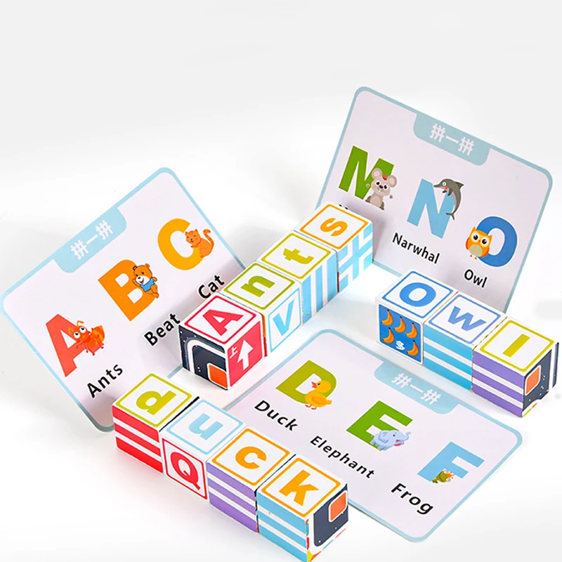 Bambini 3D Track Scacchi in legno Giochi Montessori Educazione Building Blocks Giocattoli Alfabeto animale Cognizione digitale Giocattoli Regali