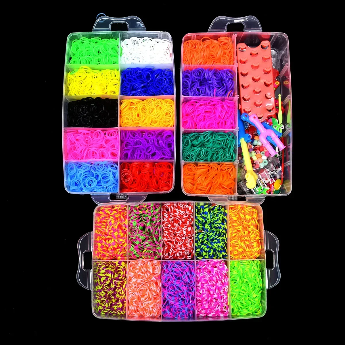 Rainbow Color Rubber Band Set Craft Toy Elastic Bracelet Set Weaving Machine Ribbon Knitted Figures Charms Toy