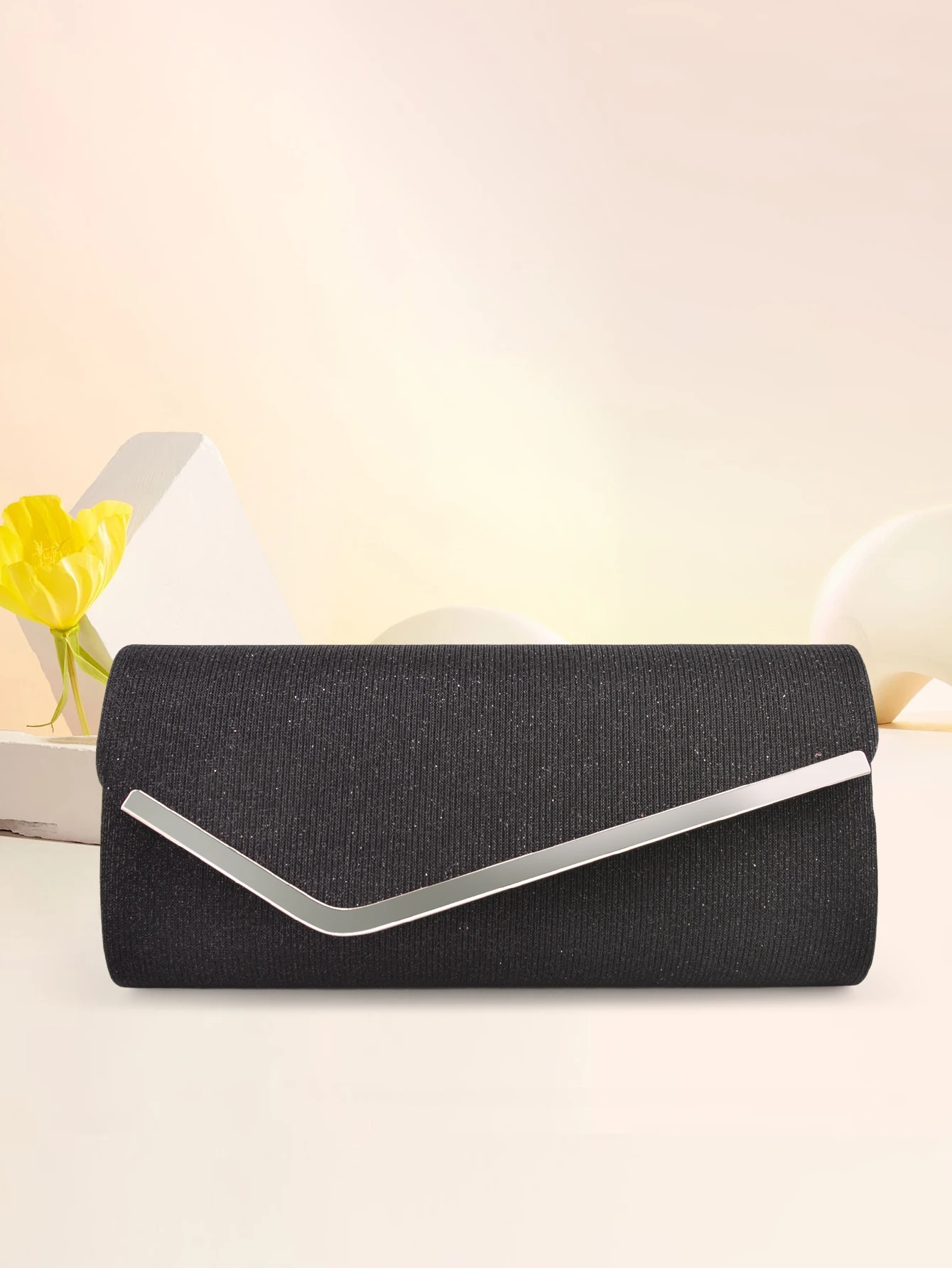

Classic Evening Bag Black Silver Champagne Fabric Clutch Purse for Women's Evening Events​
