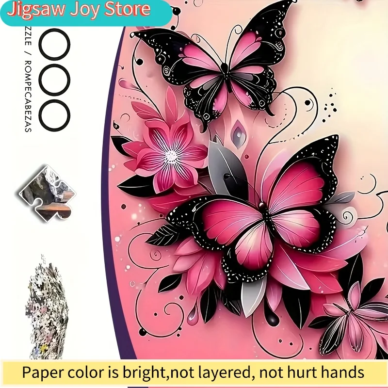 

Пазл с узором из бабочек и цветов, 1000 элементов - милый и легкий пазл для домашнего декора, офиса и отдыха - для начинающих - Beginner-Fr