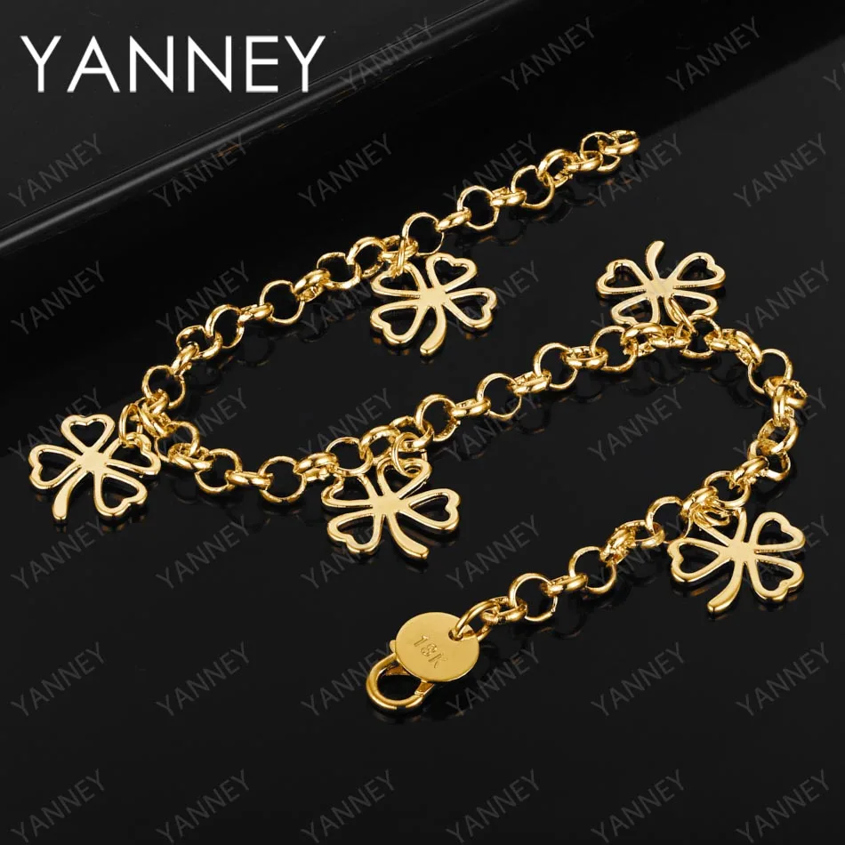 

925 Sterling Silver 8 Inches Four Leaf Clover Bracelet For Women Fashion Charm Jewelry Accessories Wholesale