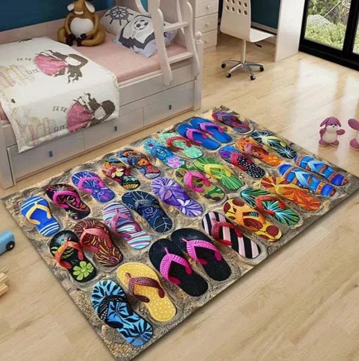 A Single Vibrant Area Rug Resembling A Beach Slipper Suitable for The Living Room Kitchen Bedroom and Garden Decorative Piece