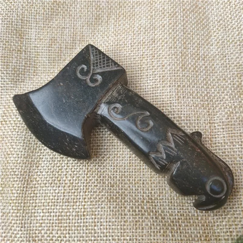 Natural Meteorite Axe Bird Tibet Hongshan Culture Head Statue Decoration Gift