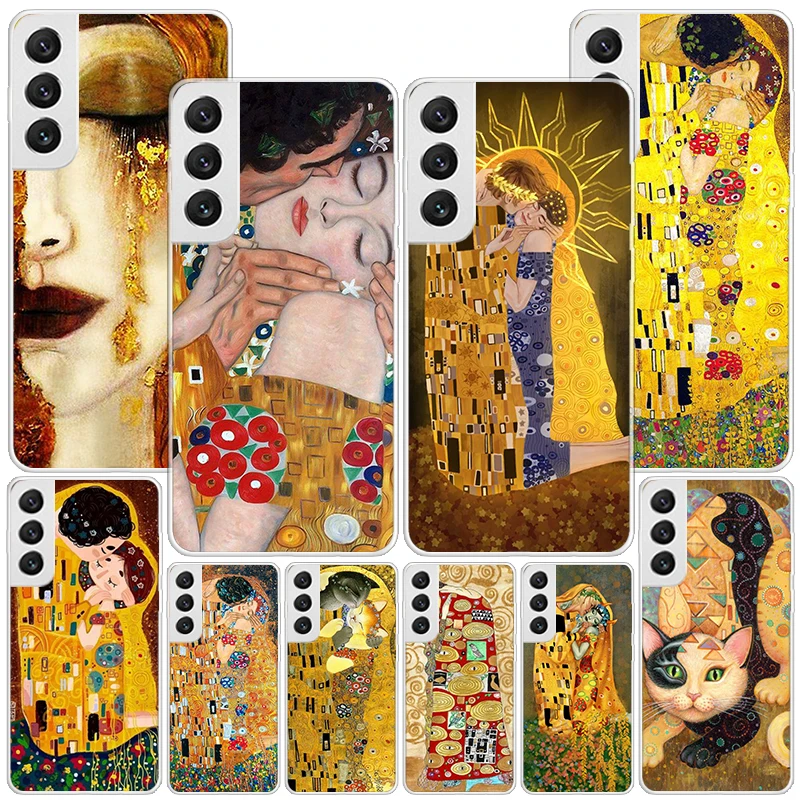 Kiss by Gustav Klimt Desig Phone Case For Samsung Galaxy S24 S25 Ultra S23 S22 S21 Plus S20 FE S10E S10 + Personalized Print Cov