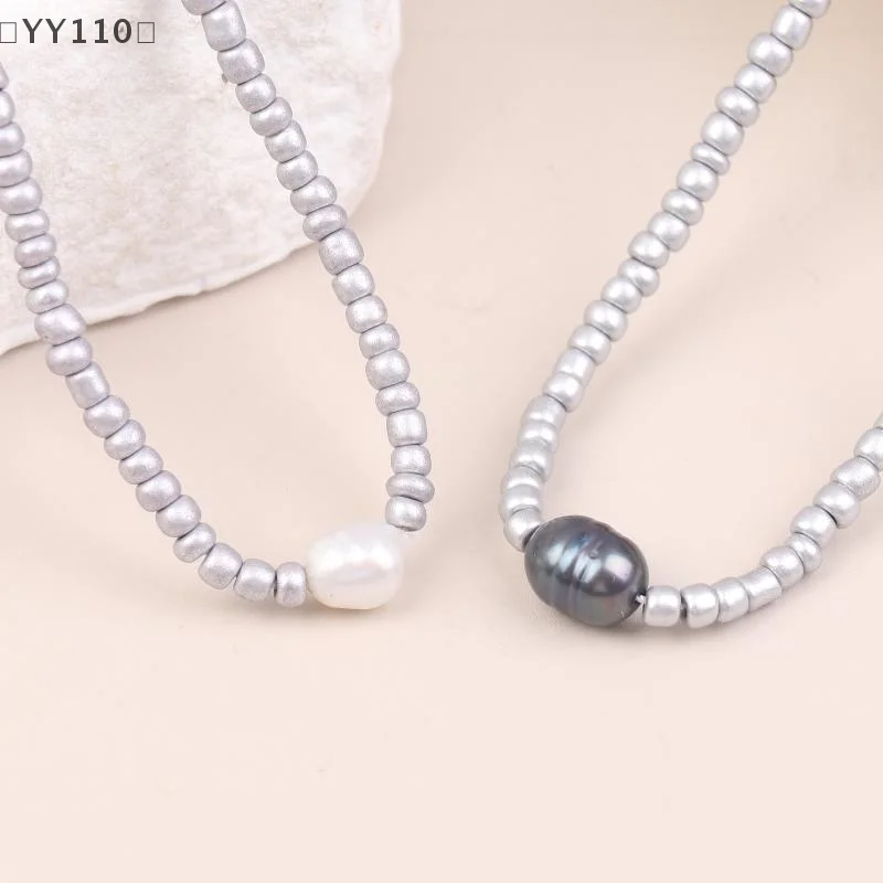 [-YY110] الفنية الرجعية لؤلؤ المياه العذبة اللؤلؤ قلادة اللؤلؤ قلادة اليدوية البوهيمي مجوهرات مجوهرات أنيقة هدية عيد ميلاد