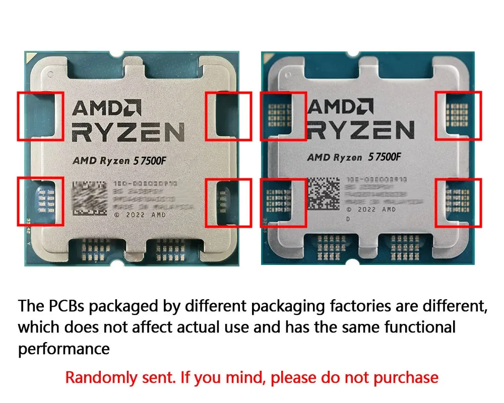 Amd-ryzen 5 7500f cpuプロセッサ、r5 7500f、3.7ghz、6コア、12スレッド、5nm、l3 = 32m、100-000000597ソケット、am5、クーラーなし、新品