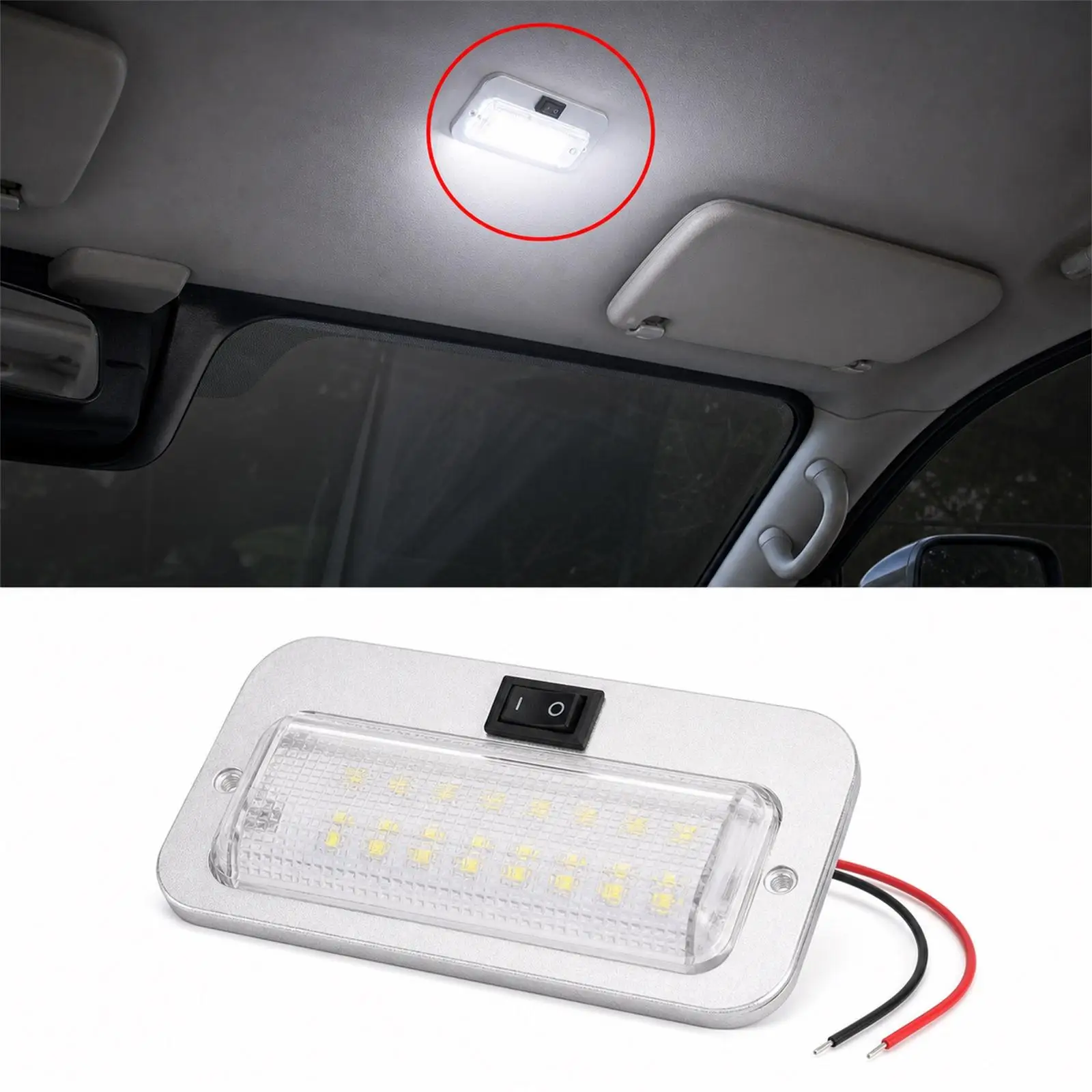 Vehicle Roof Light LED Ceiling Lamp Durable ABS Housing Eye Friendly White Beam for Camper 12V 24V