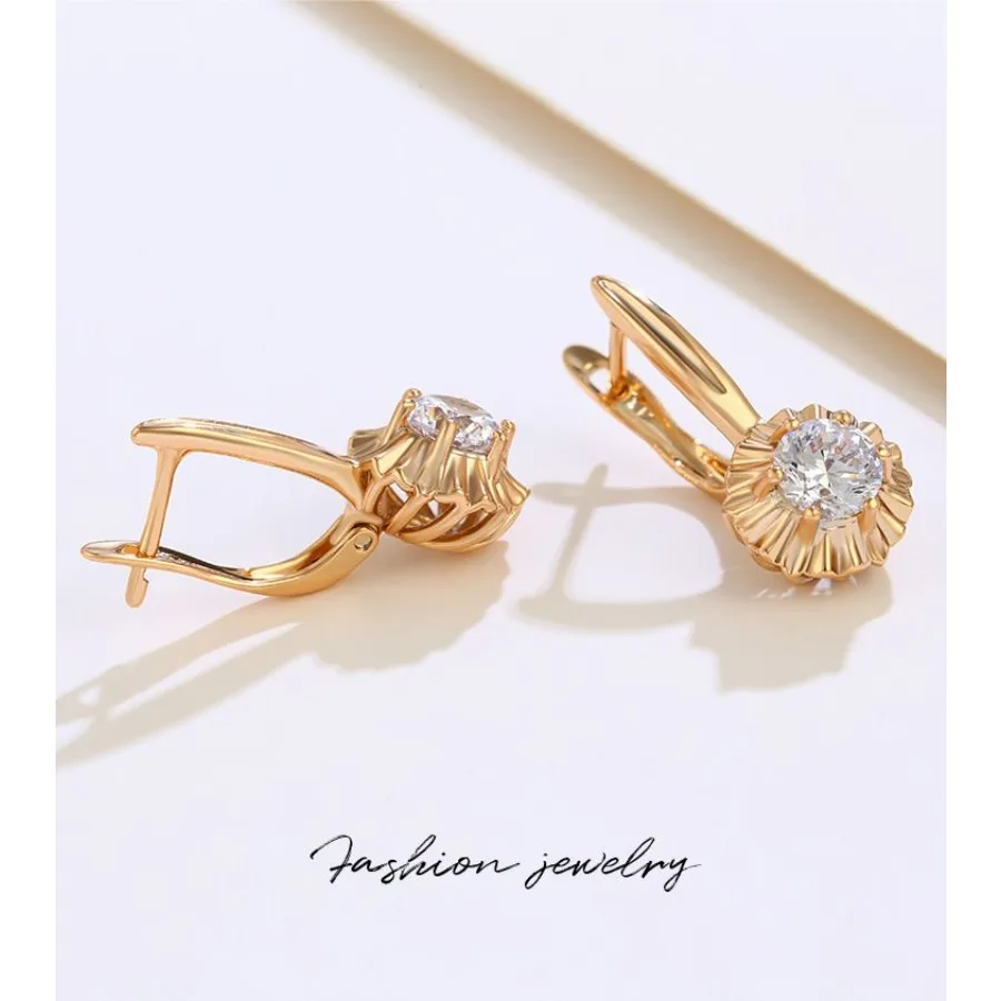 

18K gold plated floral and zirconium earrings for women