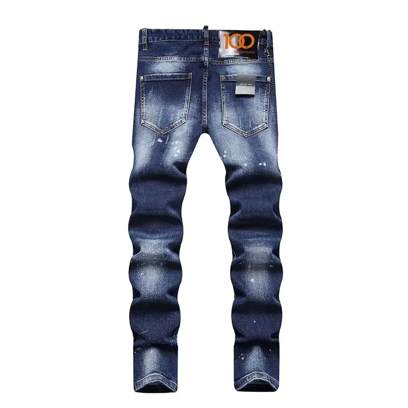 chareiharper plus size dsq1036 Fashionable men's jeans Fashion hanging adornment swing paint slim print small feet mid-waist