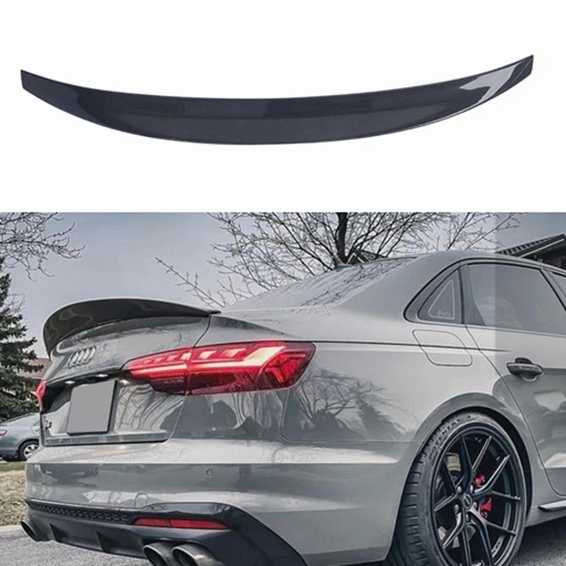 

FOR Audi A4 B9 S4 S-line 2017-2020 Sedan M4/HK/PSM/R/S/GT/V Style Carbon Fiber Rear Spoiler Trunk Wing