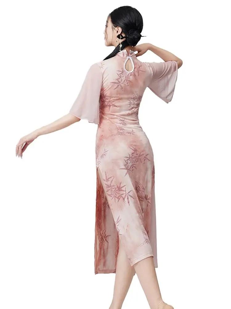 Ladies' Classical Dance Costumes Cheongsam Dancewear Chinese Dance Elasticity Training Garments Performance Attire