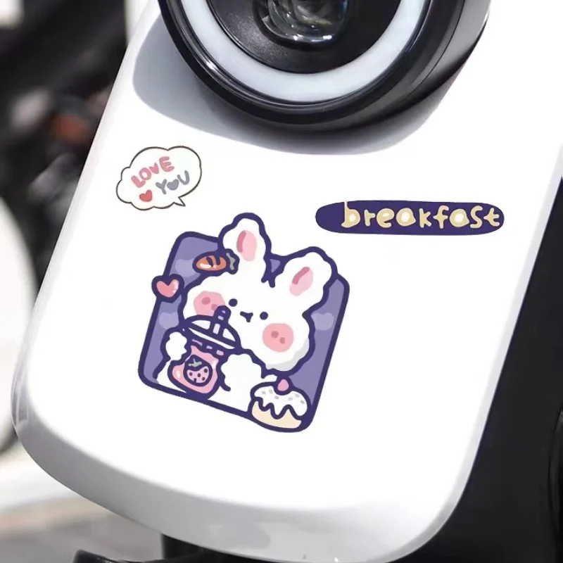 Cartoon Cute Little Bear Little Rabbit Electric Car Sticker Body Scratch Block Personalized Decoration Car Sticker Waterproof