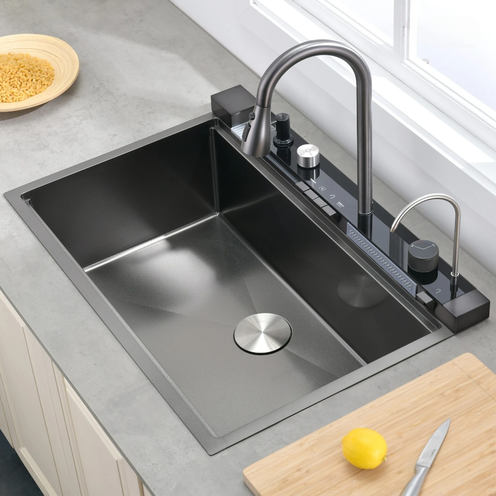 

33x22" Multifunctional Overmount Kitchen Sink Faucet Combo