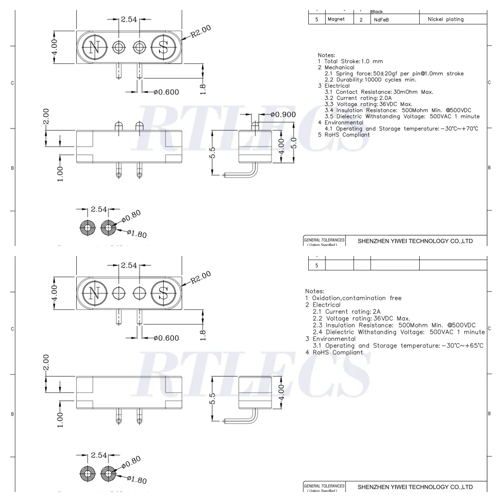 2A DC Magnetischer Pogo-Pin-Steckverbinder 2-9-polig, Pogopin Stecker und Buchse, Abstand 2,5/2,80mm, federbelastete DC-Strombuchse – Detail 17