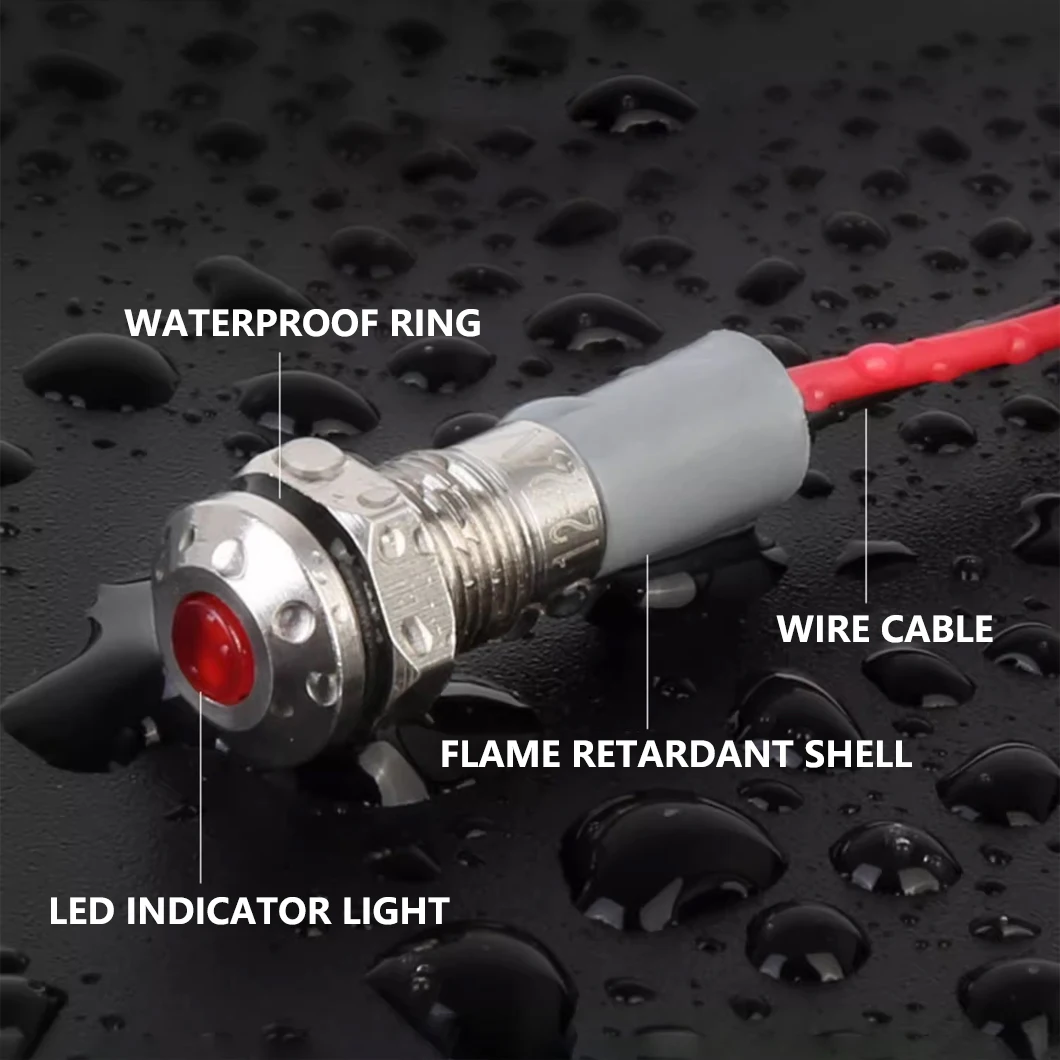 20PCS/LOT 10MM Ball/Flat Surface Metal Indicator Light AC/DC 3~220V LED Signal Pilot Light IP65 Waterproof Indicator Lamp