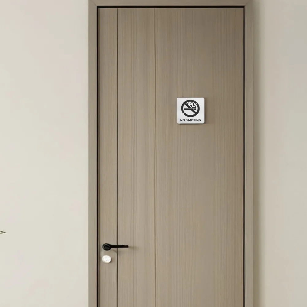 

2Pcs No Smoking Sign Self-Adhesive Waterproof Wear-Resistant Business Signs for Bathrooms Offices Public Areas Premises