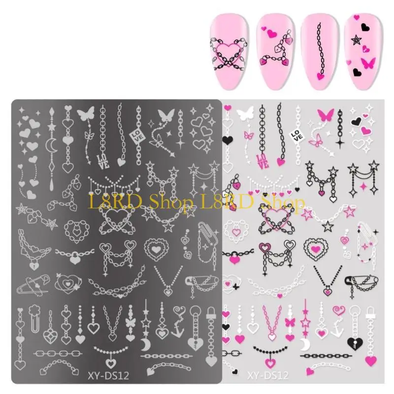 L8RD French Nails Stamping Plates Nails Stamps Stencils Flowers Nails Plates Manicure Print Stencils Nails Art Stamp Tool