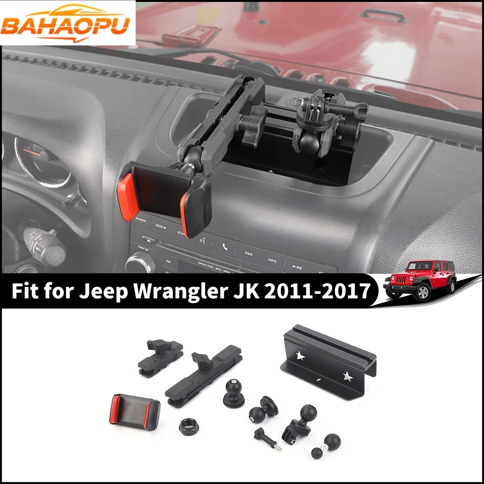 BAHAOPU Car Center Console Slide Rail Camera Phone Holder for Jeep Wrangler JK 2011 2012 2013 2014 2015 2016 2017 Aaccessories