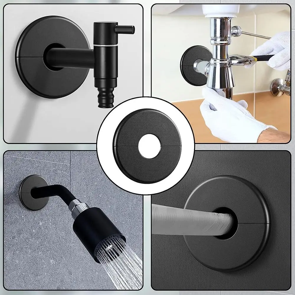 Useful ABS Shower Faucet Cover Black Round Pipe Wall Covers White Faucet Accessories Kitchen