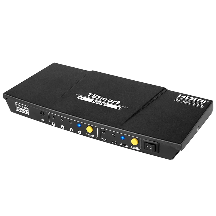 Hdmi Splitter 4k مدخل 4 منافذ مخرج 1 S/PDIF & L/R بصري HDR 10 HDCP 2.2 4k60hz HDMI Switch