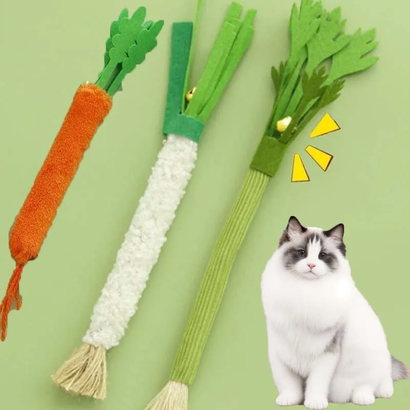 Cat Chew Toy Teasing Stick Squeaky Bell Chew-resistant Kitten Toy Teeth Grinding Interactive Training Cat Toy