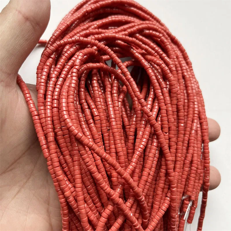AAAAA 2*3MM Heishi Orange Red Coral Gem Stone Disc Beads Chip Disk Gemstone Spacer DIY Jewelry Making Bracelet Fashion Necklace