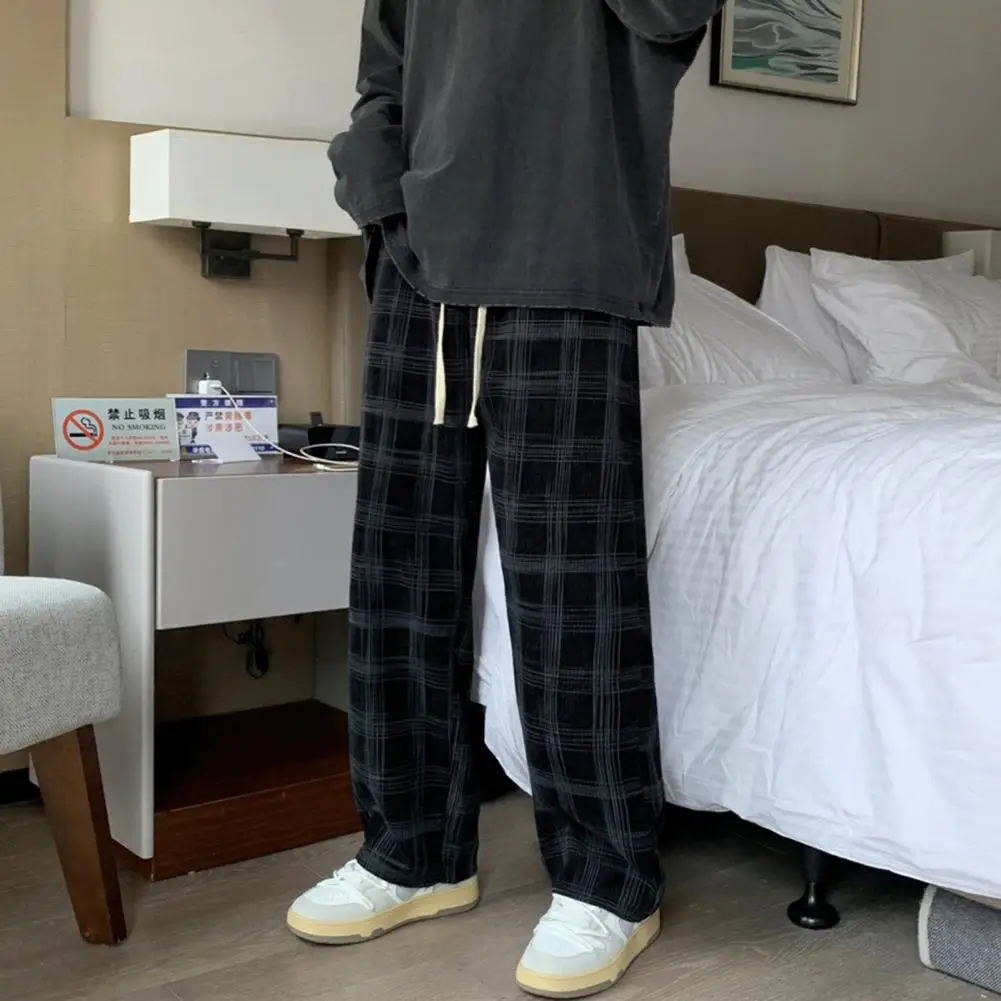 Pantalon décontracté à carreaux pour hommes, pantalon droit en velours côtelé, pantalon de survêtement, streetwear, mode Hip Hop, nouveau, printemps, 2024