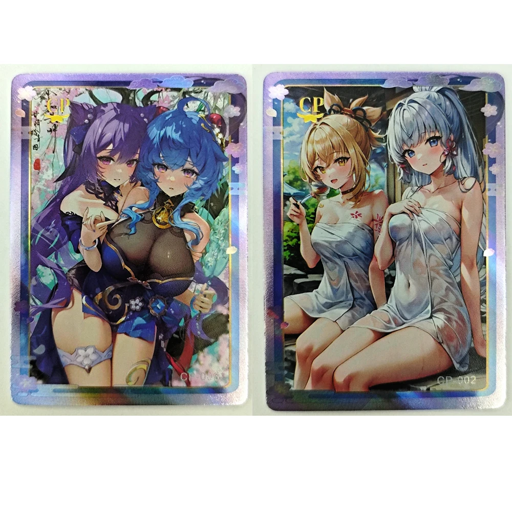 Anime Goddess Story CP Keqing Raiden Shogun Fischl Barbara Layla Sexy Collectible Card Christmas Birthday Gift Board Game