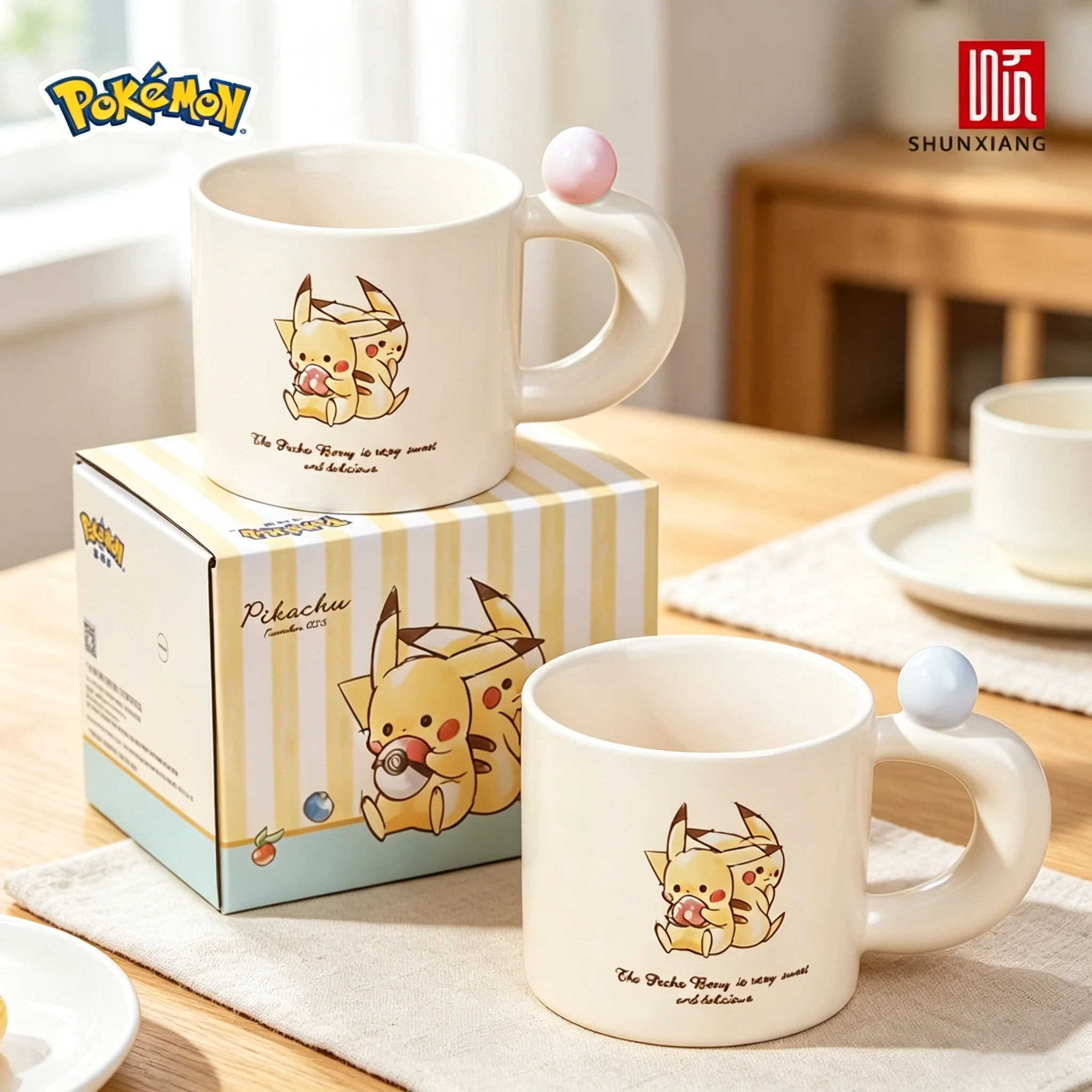 SHUNXIANG 310ML Pokémon Pikachu Pattern Ceramic Mug Large Capacity Cup Cute Cartoon Style Coffee Milk Juice Water Cup Gift