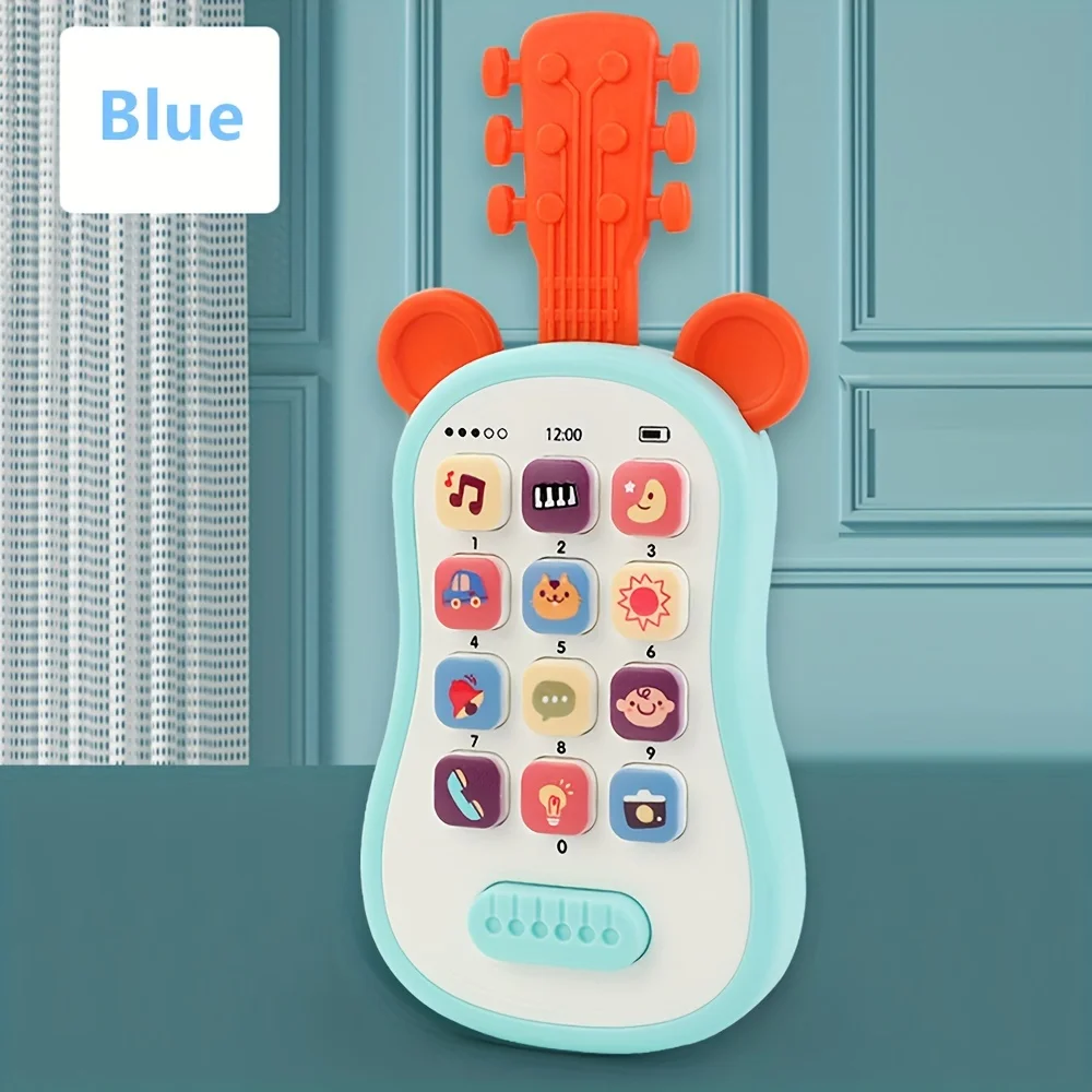 Telefone celular de guitarra com luzes, brinquedos musicais para dormir, educação precoce e brinquedos sensoriais musicais para crianças, presentes de aprendizagem pré-escolar