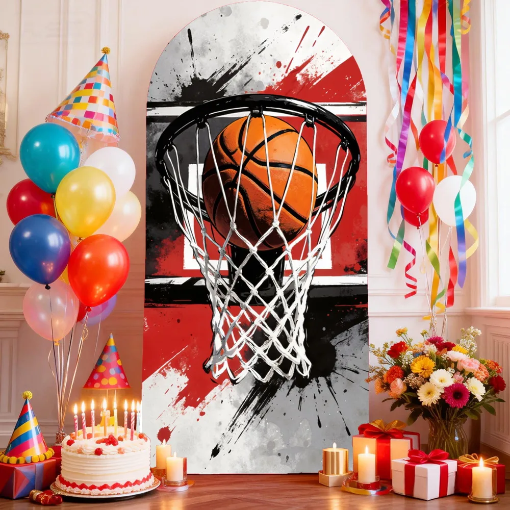 Sports Basketball Theme Party Decor Arch Backdrop Cover Boys Birthday Kids Portrait Photography Background Arch Stand Covers
