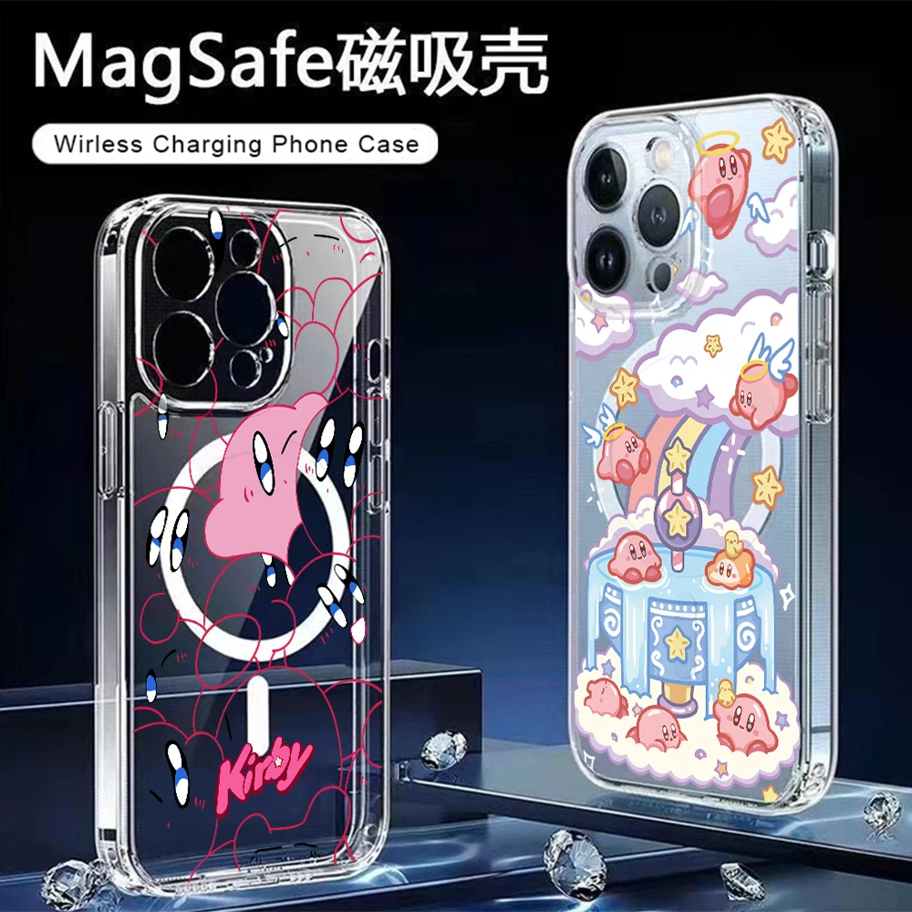 Cute Cartoon K-Kirbys For Magesafe Magnetic Phone Case for iPhone 17 Air 16 15 14 Plus 13 12 11 Pro Max X Xs XR 8 SE Clear Cover