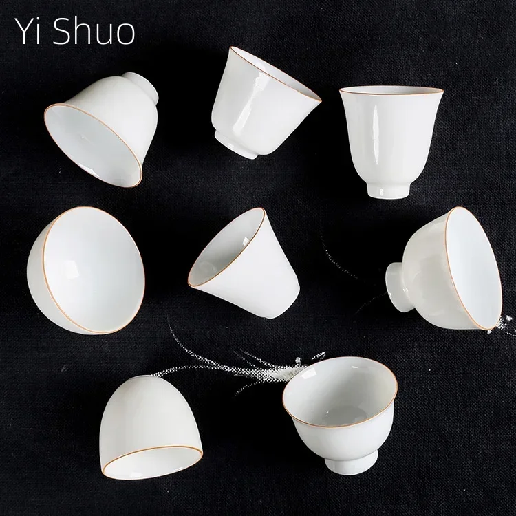 Ceramiczny uroczy biały glazura filiżanka waporyzator z czystej ceramiki Whiteware mistrzowski puchar pojedyncza filiżanka zestaw do herbaty Kung Fu ceramiczne filiżanki zestaw herbaty Siteel