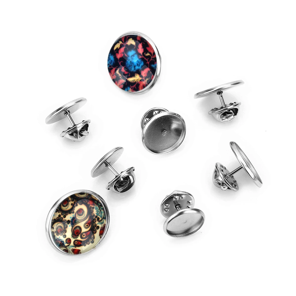 

20pcs Stainless Steel Brooch Base 16Mm Inner Diameter Diy Pin Backs Badge Holder Jewelry Making Craft Accessory For Women