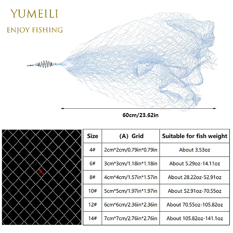 YUMEILI 5 Stück Fischfangnetz, Hakenfreies Klebenetz, Neue Fischfangmethode, Transparentes Weißes Netz Kleines Fischernetz – Detail 1