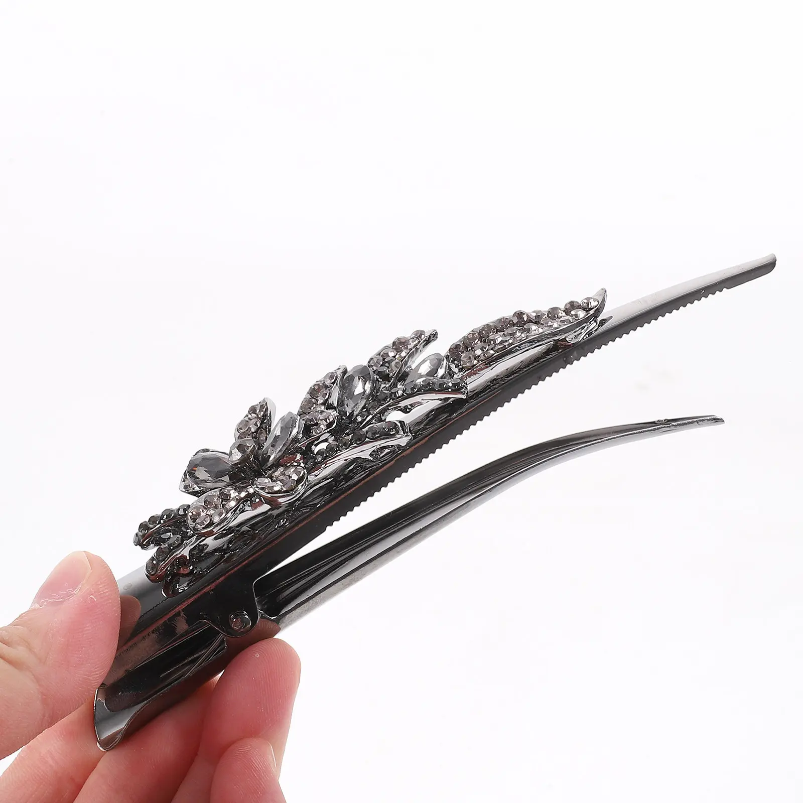 Retro Rhinestone Hair Clip Elegant Duckbill Style Decorative Alligator Clip for Styling Sparkly Fancy Barrettes for Women Hair