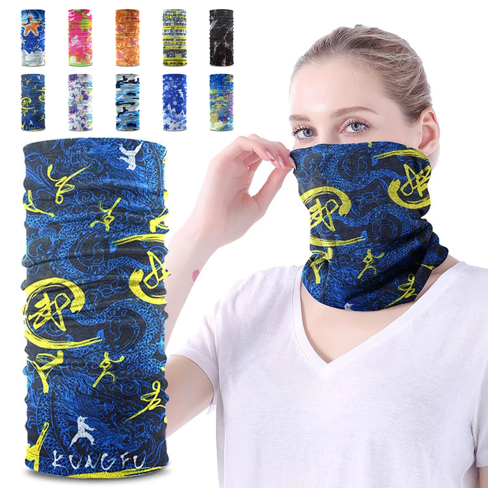 Windproof Headband Printing Cycling Scarf UV Mask Shield Outdoor Climbing Hiking Ski Fishing Headwear Bandana Tube Neck Scarf