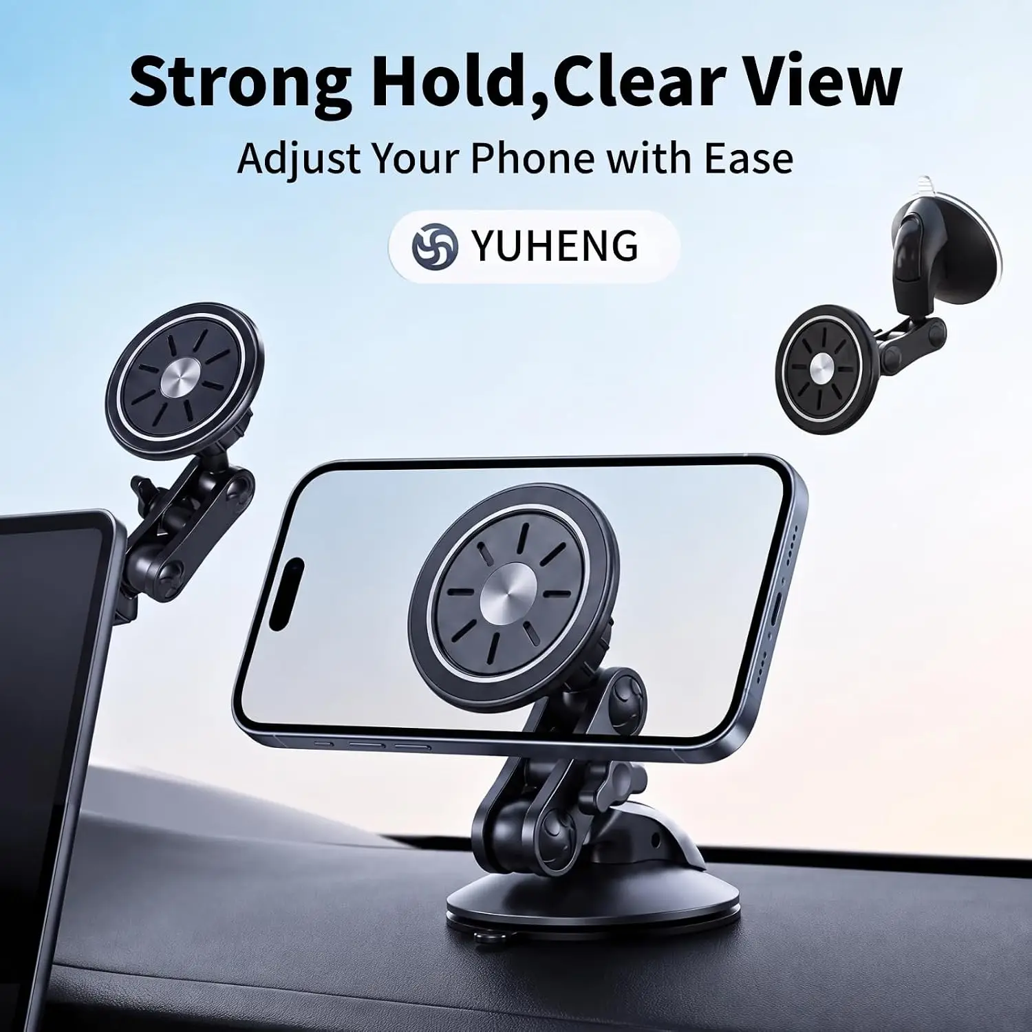 Universal Magnetic Car Phone Holder Mount Suction Cup Magnet Mobile Cellphone Support Stand for Android/ iPhone 13 14 15 Pro Max